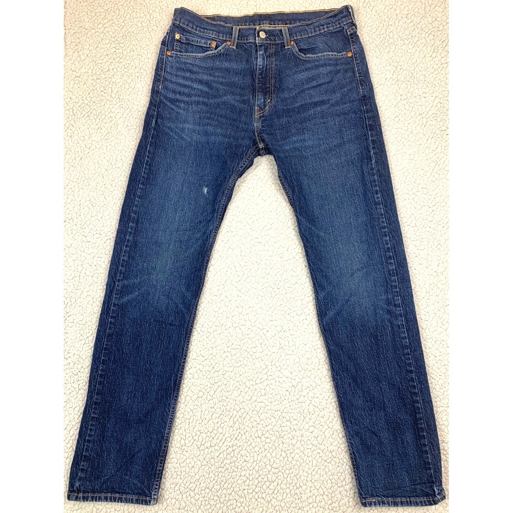 Levi's 505 Jeans Mens 36x34‎ Dark Wash Blue Regular Fit Straight Leg Denim